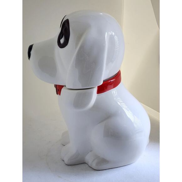 COOKIE/TREAT JAR/Basset Hound-White-Red Collar (Not Pioneer Woman)-10" Tall - Picture 5 of 16
